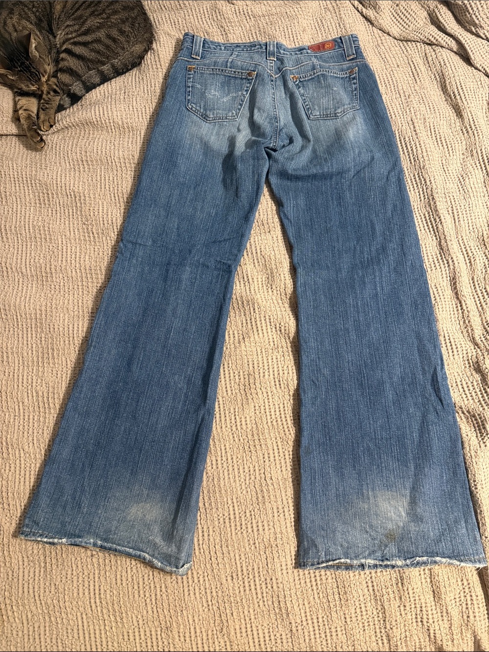 AG Adriano Goldschmied Medium Blue Wide-Leg Flare Jeans